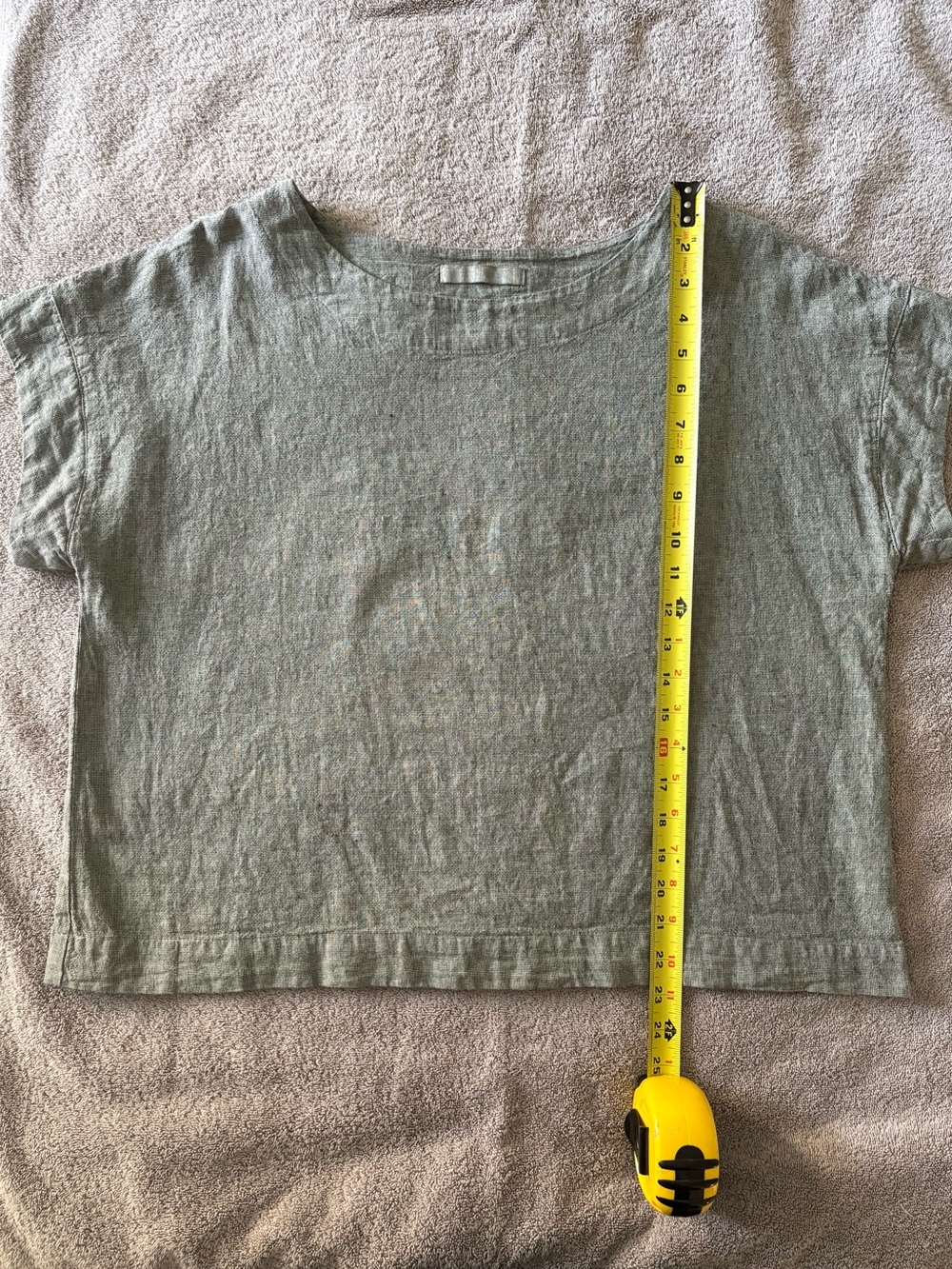 Cut Loose Linen Cotton Boxy Short-Sleeve Top — Gray, Size S - Picture 6 of 7